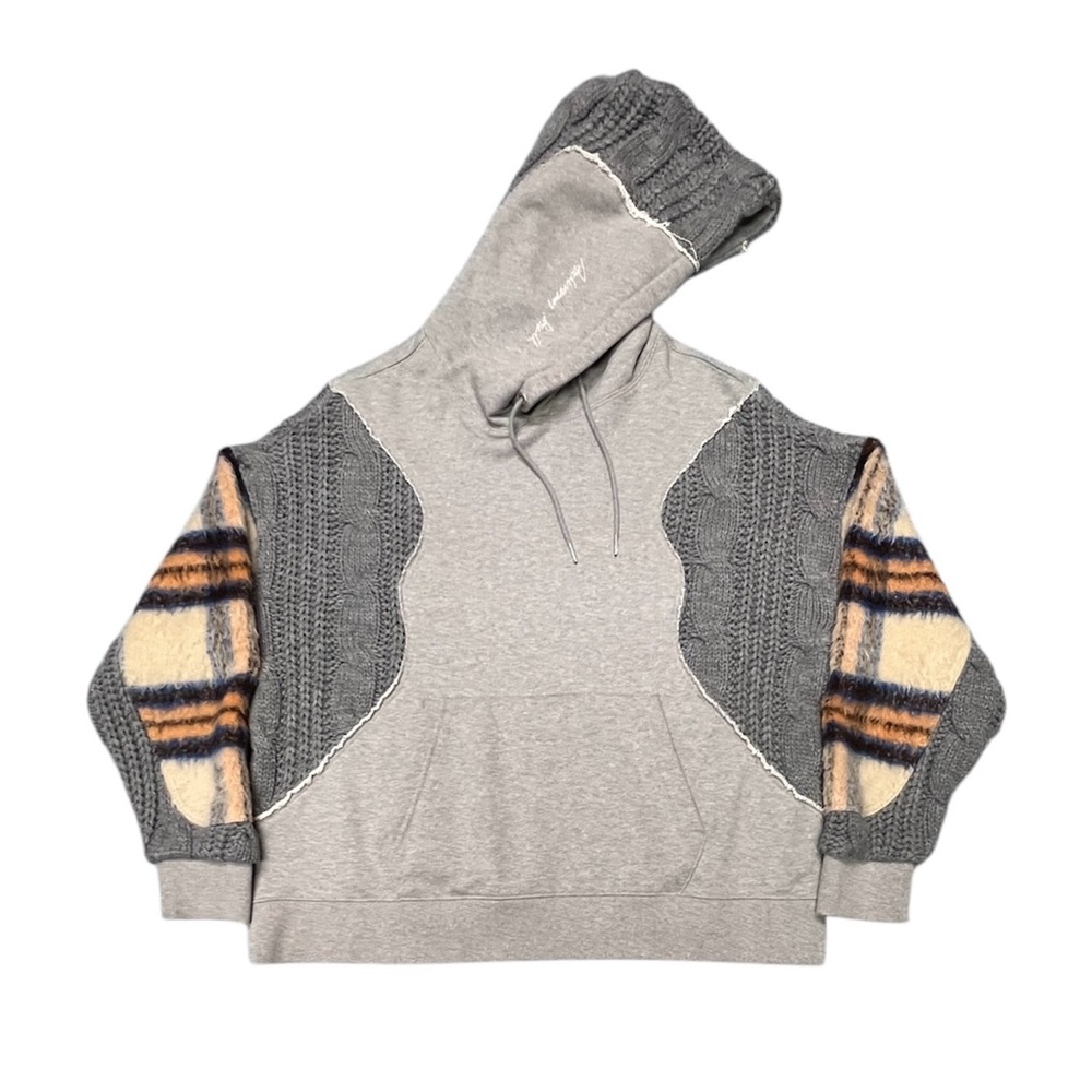 ANDERSSON BELL Grey Pattern Hoodie Sweatshirt - Contrast ANTWERP Knit & Mohair